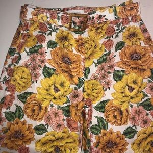 Zimmermann Belted PoppyPrint Linen Flared Trousers